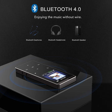 AGPTEK Bluetooth 4.0 16GB MP3 Player with 1.8" TFT Color Screen, Touch Button Music Player with FM Radio, Voice Recorder, Supports up to 128GB SD Card - Imported from UK